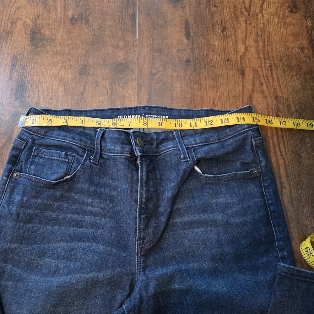 Old Navy Womens Rockstar Built In Sculpt Denim Jeans Dark Blue Wash Size 12 - Picture 7 of 9